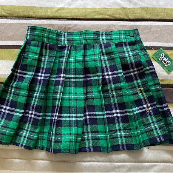 Spencer's Dresses & Skirts - Green Plaid Mini Skirt Pleated Kilt S/M NEW!